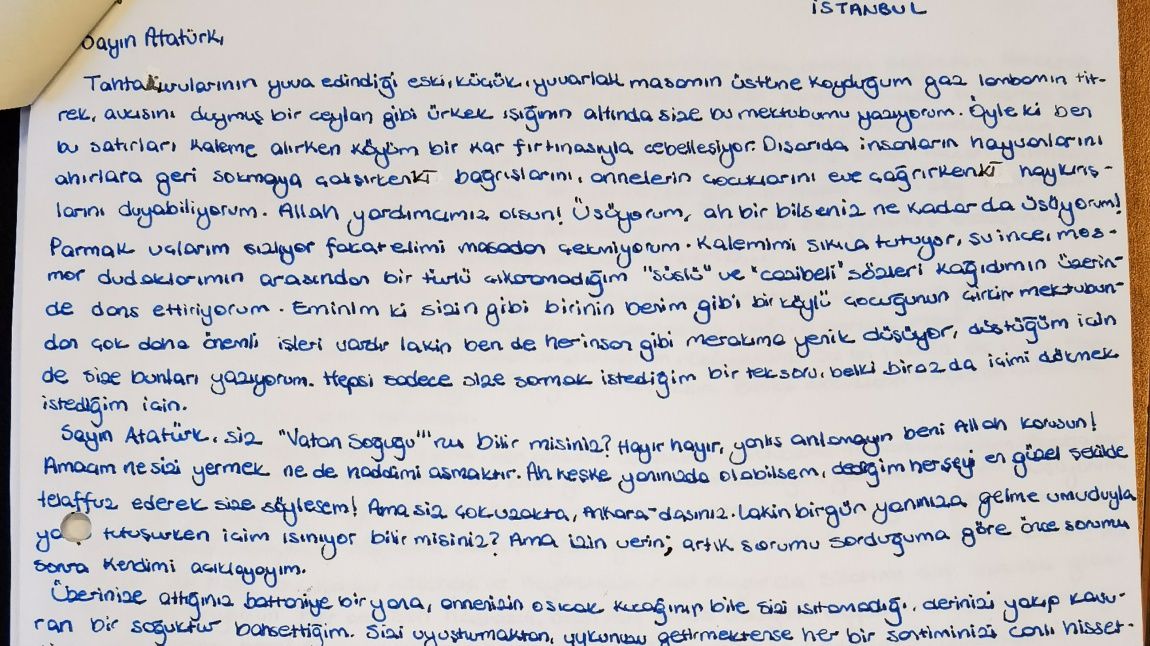 Atatürk'e Mektup Yarışması İlçe 3.sü Ezo Avşar